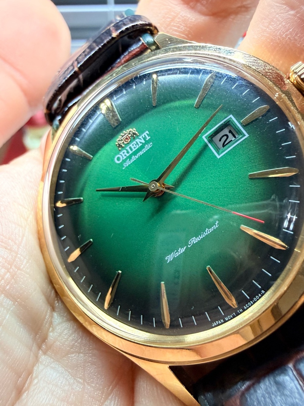 Orient Automatic Men’s Watch - Green Dial, Gold Case